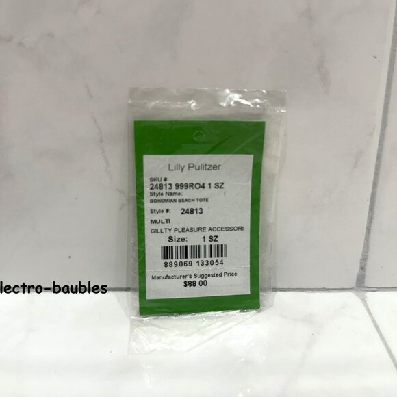 LILLY PULITZER XL Bohemian Beach Bag Pink Blue Guilty Pleasure Pattern NWT - Picture 9 of 16